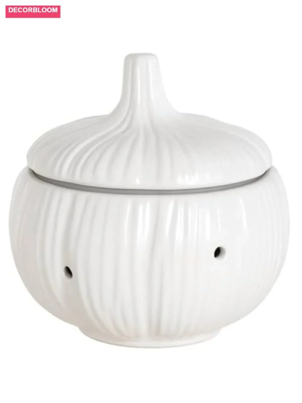 Ceramic Garlic Keeper with Ventilation Holes - Decorative Garlic Storage